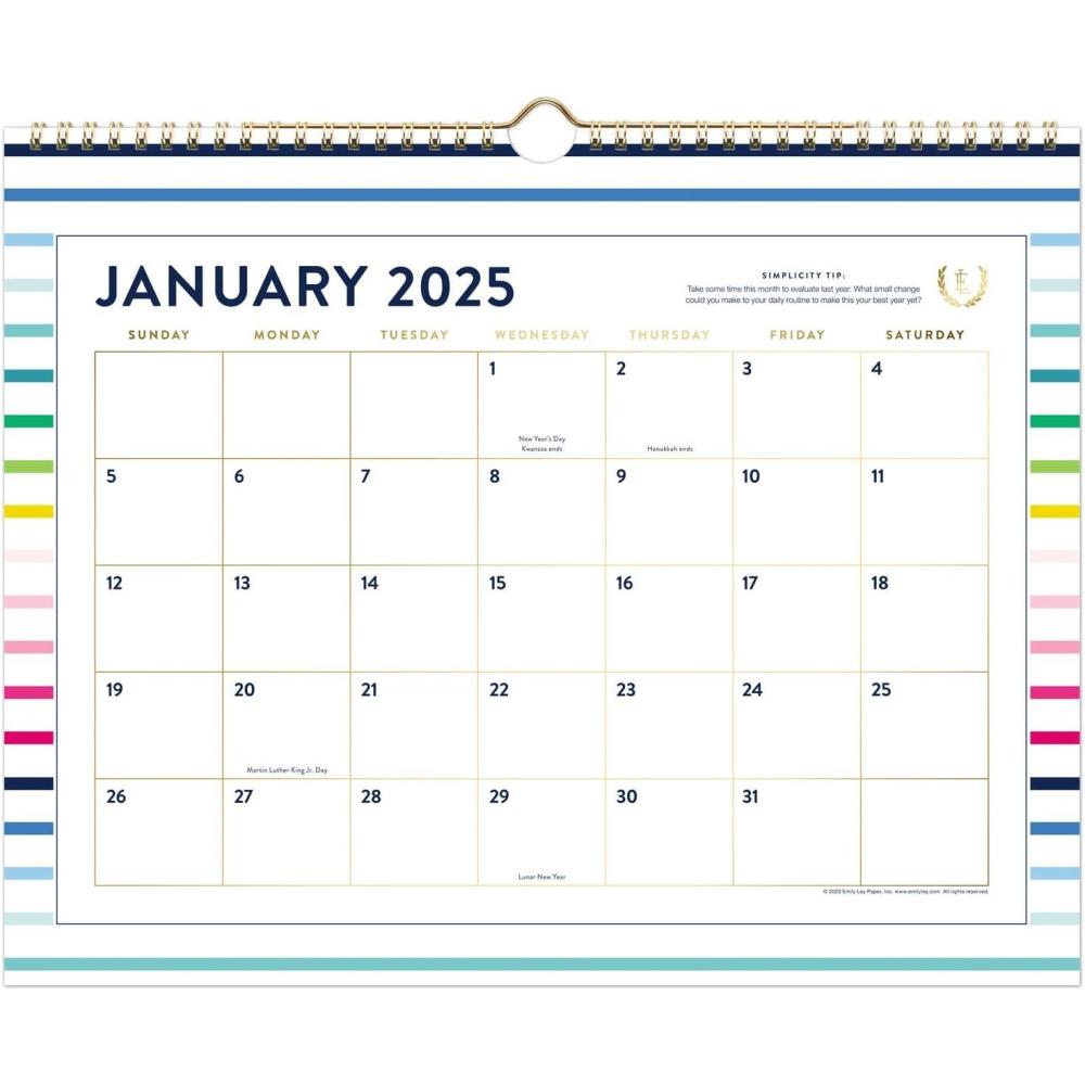 image:imageATAGLANCE 2026 Wall Calendar Simplified by Emily Ley Monthly 15 x 12 Medium English Garden EL4670726Happy Stripe