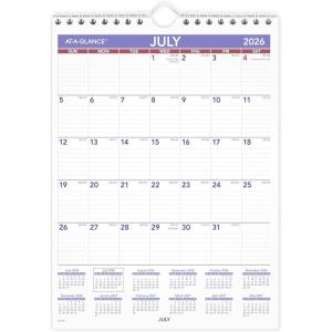 AT-A-GLANCE Wall Calendar 2025-2026 Academic, Monthly, 15-1/2″ x 22-3/4″, Large, Ruled Daily Blocks (AY328)(2026-2027)