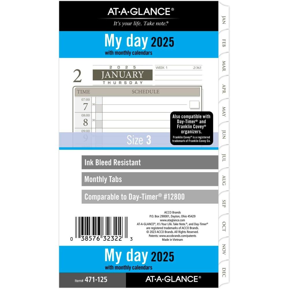 image:imageATAGLANCE 2026 Planner Daily 512 x 812 Desk Size 4 One Page Per Day Refill LooseLeaf 481125262025 Old Edition
