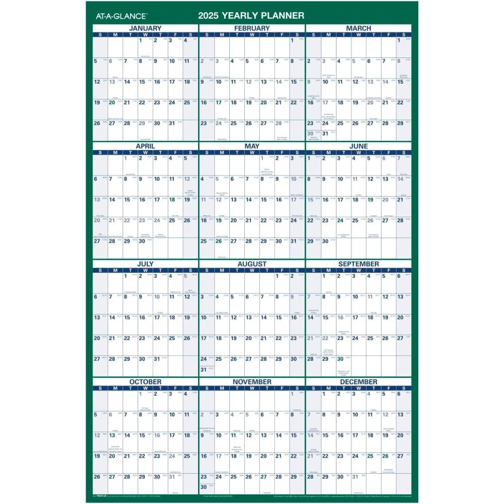 image:imageATAGLANCE 2026 Erasable Calendar Dry Erase Wall Planner 32 x 48 Extra Large Vertical Reversible PM31028262025 Old Edition