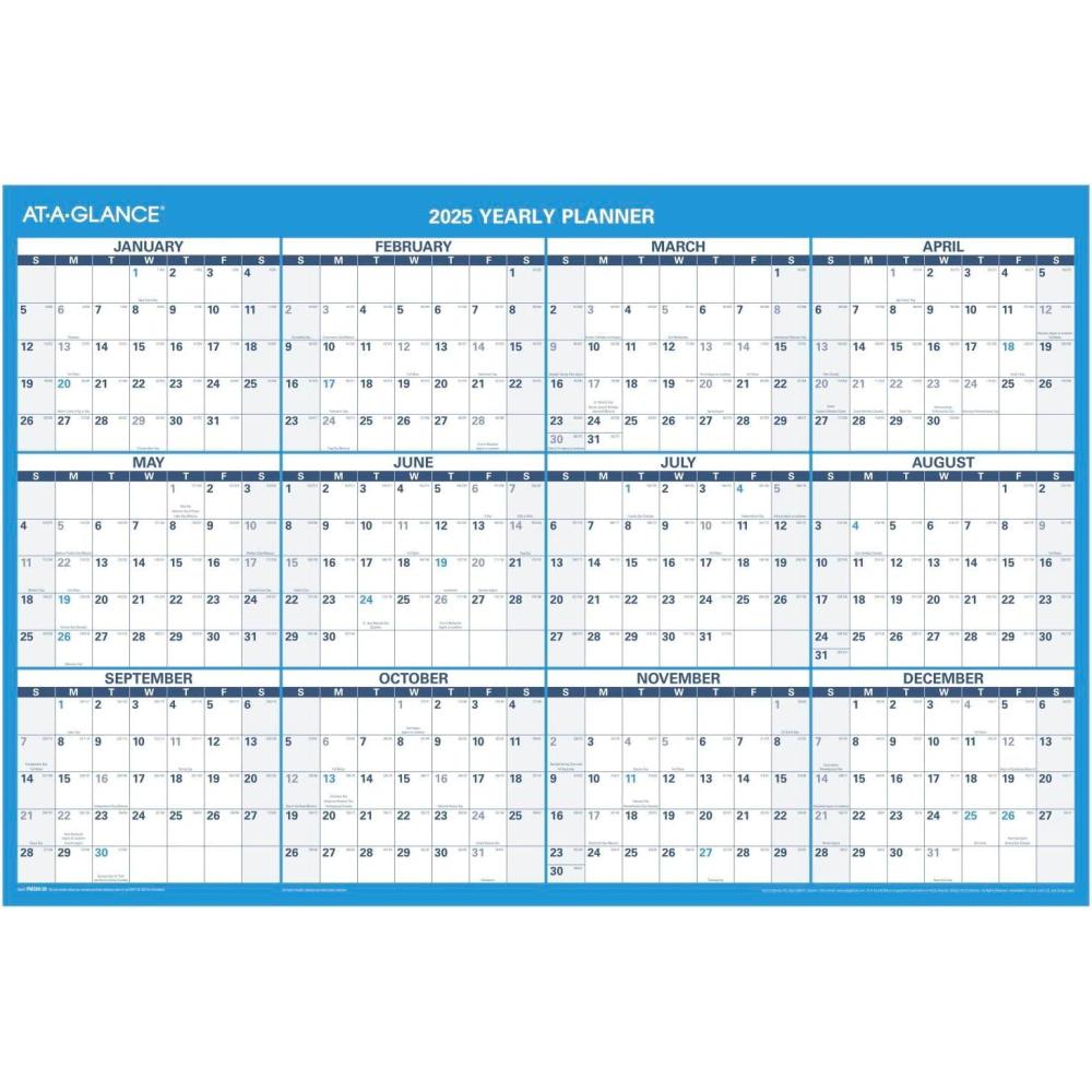 image:imageATAGLANCE 2026 Erasable Calendar Dry Erase Wall Planner 36 x 24 Large Yearly HorizontalVertical Seasons in Bloom PM200P28252025 Old Edition