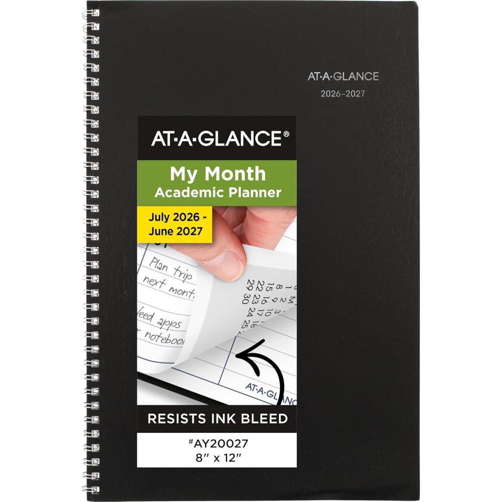 image:imageATAGLANCE Academic Planner 20262027 Monthly 8 x 12 14Month DayMinder Black AY20020262027