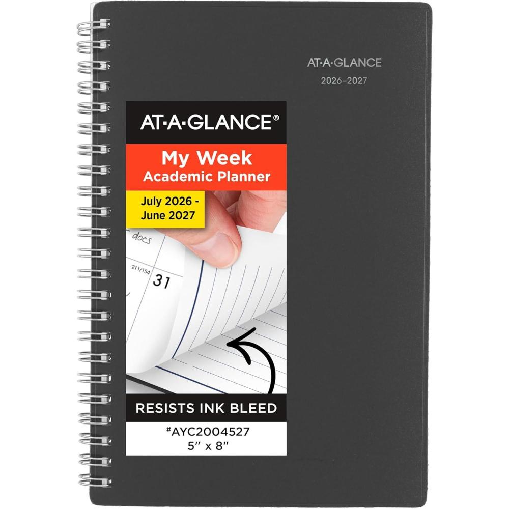 image:imageATAGLANCE Planner 20262027 Weekly amp Monthly Academic 12Month JulyJune 5 x 8 DayMinder Charcoal AYC2004520262027