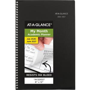 AT-A-GLANCE Academic Planner 2026-2027, Monthly, 8″ x 12″, 14-Month, DayMinder, Black (AY200)(2026-2027)