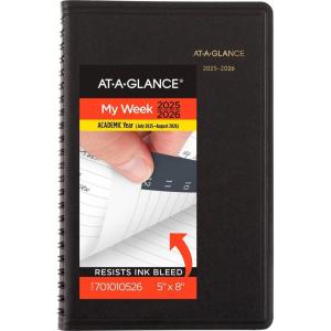 AT-A-GLANCE Planner 2026-2027 Weekly Academic 14-Month July-August Hourly Appointment Book, 5″ x 8″, Black (7010105)(2025-2026)