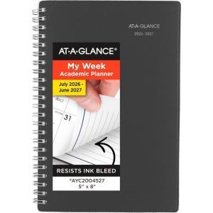 AT-A-GLANCE Planner 2026-2027 Weekly & Monthly Academic 12-Month July-June, 5″ x 8″, DayMinder, Charcoal (AYC20045)(2026-2027)
