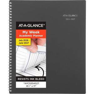 AT-A-GLANCE Planner 2026-2027 Weekly & Monthly Academic 12-Month July-June Quarter-Hourly Appointment Book, 8-1/2″ x 11″, DayMinder, Charcoal (AYC52045)(2026-2027)
